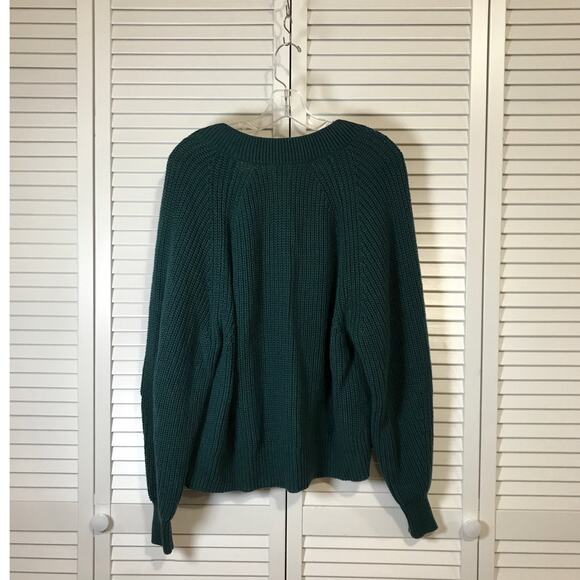 A New Day Green V-neck Long Sleeve Sweater L - Picture 2 of 7